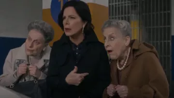Sandro Pleated Trench Coat worn by Margaret (Marcia Gay Harden) as seen in So Help Me Todd (S02E04)