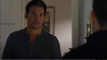 Allsaints Brace Hen­ley Top in Slate­stone Grey worn by Travis Montgomery (Jay Hayden) as seen in Station 19 (S07E01)