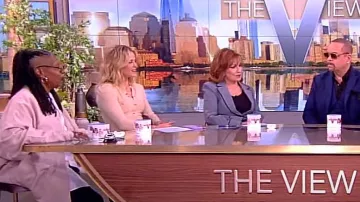 Sandro Ramia Metallic Mixed Stitch Midi Sweater Dress worn by Sara Haines as seen in The View on March 14, 2024