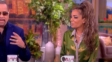 Dries Van Noten Print­ed Silk Blend Satin Shirt worn by Sunny Hostin as seen in The View on March 14, 2024