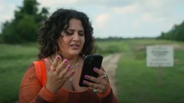 Ganni Mesh Bodysuit worn by Lola Rahaii (Natasha Behnam) as seen in The Girls on the Bus (S01E01)