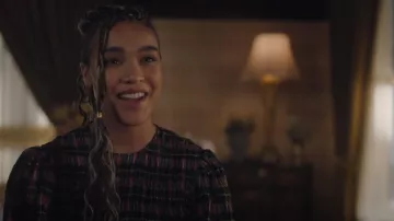 Ganni Plaid Smocked Maxi Dress worn by Mikaela (Lucy Barrett) as seen in Charmed (S04E07)