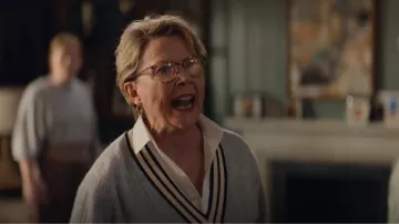 Sandro Sweater With Two-Tone Deep V-Neck worn by Joy Delaney (Annette Bening) as seen in Apples Never Fall (S01E05)