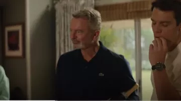 Lacoste Long Sleeve Pique Polo Regular Fit in Navy worn by Stan (Sam Neill) as seen in Apples Never Fall (S01E03)
