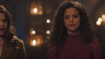 maggie vera burgundy wedding dress La Femme Burgundy Wedding Dress worn by Maggie Vera (Sarah Jeffery) in  Charmed Season 2 Episode 8