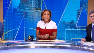 Black Halo Layne Sheath Dress worn by Robin Roberts as seen in Good Morning America on March 18, 2024