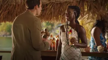 Zara Printed Midi Dress worn by DS Naomi Thomas (Shantol Jackson) as seen in Death in Paradise (S13E02)