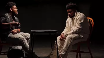 Palm Angels Off White New Clas­sic Track Jack­et worn by BossMan Dlow in Mr Pot Scraper (Official Video)