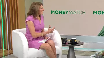 Robe à manches courtes extensibles en laine Escada portée par Jill Schlesinger dans CBS Mornings le 19 mars 2024