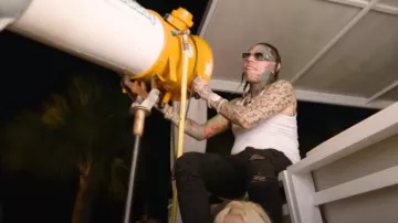 Dolce & Gabbana Grey Crystal Rectangular Sunglasses worn by 6ix9ine in GOOO (Official Music Video)