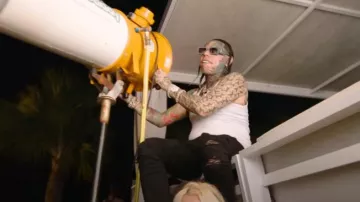 Amiri Black 'Serif Logo' Jeans worn by 6ix9ine in GOOO (Official Music Video)