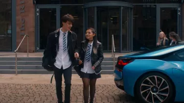 Topshop Black Faux Leather PU Biker Jacket worn by Bree (Mia McKenna-Bruce) as seen in Get Even (S01E01)