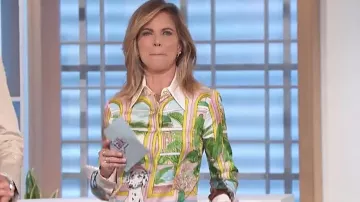 Casablanca Dream House Silk Shirt Dress worn by Natalie Morales as seen in The Talk on March 19, 2024