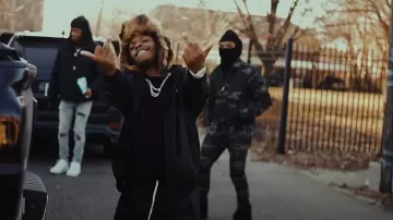 Nike Black 'Windrunner' Trackpants worn by 42 Dugg in Wock N Red (Official Music Video)