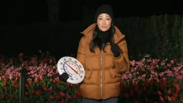 United Colors of Benetton High Neck Puffer Jacket worn by Kathy Park as seen in Today with Hoda & Jenna on March 19, 2024