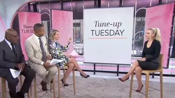 Vestido floral con cuello anudado de Eliza J usado por Dylan Dreyer como se ve en Today el 19 de marzo de 2024