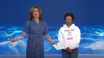 Veronica Beard Evelyn Tie-Waist Denim Midi-Dress worn by Hoda Kotb as seen in Today on  March 20, 2024