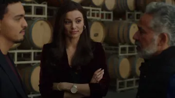 Claudie Pierlot Vernis Cotton-Blend Velvet Blazer worn by Veronica Sandoval (Christina Ochoa) as seen in Promised Land (S01E03)