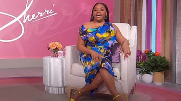 Nicholas Calantha One Shoulder Printed Satin Midi Dress worn by Sherri Shepherd as seen in Sherri on March 21, 2024
