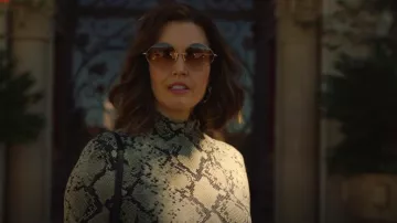 Sportmax Womens Tortora Fly Python-print Stretch-jersey Top L In 003 Snake worn by Margaret Honeycroft (Bellamy Young) as seen in Promised Land (S01E03)