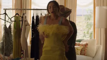 Bronx and Banco Lola Feather-trim Bustier Dress In Lime worn by Carmen Sandoval (Mariel Molino) as seen in Promised Land (S01E04)
