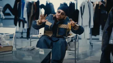 Pantalones de trabajo Gucci Dark Grey & Beige GG Paneled usados por Jesús Ortiz Paz en TU NAME by Fuerza Regida [Video oficial]