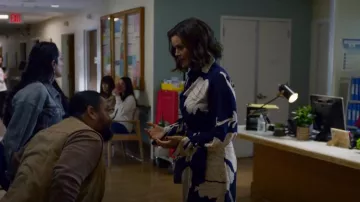 Johanna Ortiz Grace Silk Midi Dress worn by Margaret Honeycroft (Bellamy Young) as seen in Promised Land (S01E09)