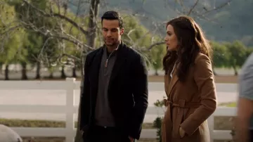Ralph Lauren Belted Longline Wrap Coat worn by Veronica Sandoval (Christina Ochoa) as seen in Promised Land (S01E09)