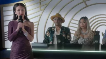 Adrianna Papell Shoul­der Gown worn by Ali Parkson (Mariah Campos) as seen in Take Note (S01E05)