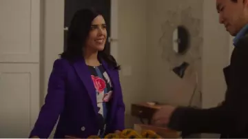 Vince Camuto Cap Sleeve Printed Scuba Bodycon Dress worn by Shannon Ross (Nicole Power) as seen in Kim's Convenience (S05E11)