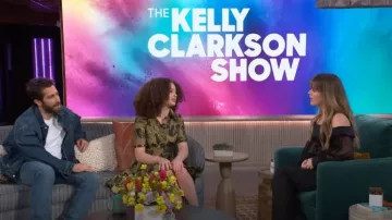 Adeam Beth Lace Long-Sleeve Cold-Shoulder Button-Front Top worn by Kelly Clarkson as seen in The Kelly Clarkson Show on March 21, 2024