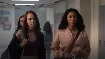 Zara Satin Bomber Jacket worn by Addy Hanlon (Herizen Guardiola) as seen in Dare Me (S01E04)