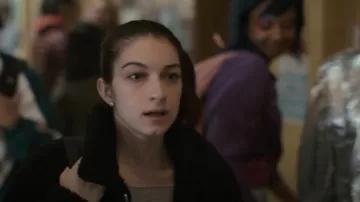 Urban Outfitters Ted­dy Jack­et worn by Anna Delaney (Sydney Meyer) as seen in Grand Army (S01E08)