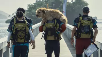 Out There Backpack worn by Michael (Mark Wahlberg) as seen in Arthur the King movie