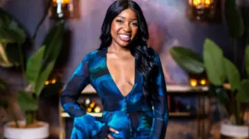 Rat and boa fiorelli dress worn by Cassandra Allen in Married at First Sight (Season 11)