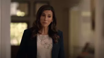 Theory Lanai Blazer worn by Linda Tanner (Michaela Watkins) as seen in The Dropout (S01E07)