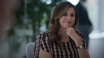 J Crew Petal Sleeve Top in Shadow worn by Linda Tanner (Michaela Watkins) as seen in The Dropout (S01E07)