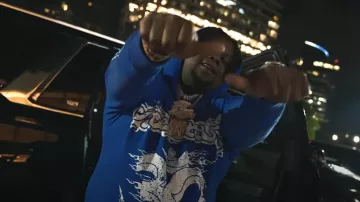 Hellstar Blue Ecstasy Print Yoga Hoodie porté par Big Homiie G dans Fuck Nigga (#BoxedinLivePerformance) Memphis, KillBranch @boxedin_