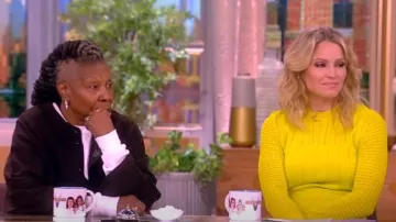 Lela Rose Pointelle Knit Tiered-Ruffle Midi Dress worn by Sara Haines as seen in The View on March 25, 2024