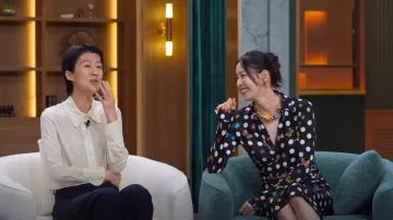 Versace Dua Lipa Butterflies & Ladybugs Polka Dot-print Dress worn by Lee Da-hee as seen in Single's Inferno (S03E01)