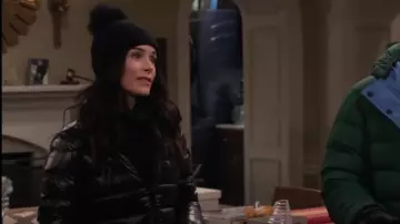 Moncler Moka Quilted Long Parka worn by Julia Mariano (Abigail Spencer) as seen in Extended Family (S01E13)