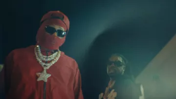 Saint Laurent Eyewear Black Rec­tan­gu­lar Sun­rise Sun­glass­es worn by Future in Young Metro by Metro Boomin, The Weeknd (Official Music Video)