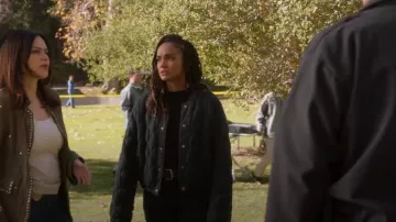 Details Direct Bella Dahl Welt Pocket Bomber Jacket worn by Nyla Harper (Mekia Cox) as seen in The Rookie (S06E04)