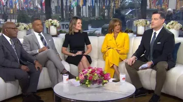 Lafayette 148 NY Gates Wool & Silk Crepe Flared Pants worn by Hoda Kotb as seen in Today on March 27, 2024