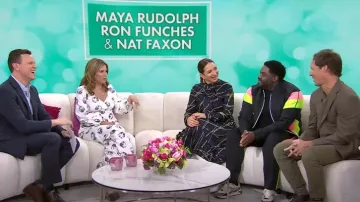 Pantalon Lela Rose à taille haute à imprimé floral et jambe large porté par Jenna Bush Hager comme on le voit dans Aujourd’hui le 27 mars 2024