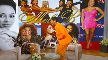 Philipp plein Cuissardes pointues portées par Mel B vues dans le Tamron Hall Show le 26 mars 2024