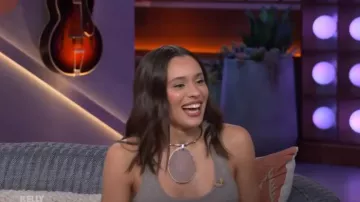 Michael Kors Collection Precious Metal-Plated Brass and Agate Collar Necklace worn by Daniela Melchior as seen in The Kelly Clarkson Show on March 26, 2024