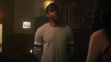 Todd Snyder Men Double Stripe Raglan Sweatshir worn by Malcolm (Brandon Scott) as seen in The Girls on the Bus (S01E04)