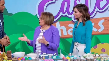 Chaqueta sin cuello de tweed Talbots Amherst usada por Barbara Costello vista en Good Morning America el 28 de marzo de 2024