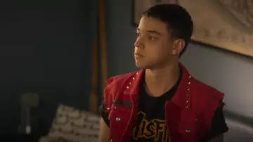 Dohaooe Rock PUnk Denim Vest worn by Ruby Martinez (Jason Genao) as seen in On My Block (S04E01)